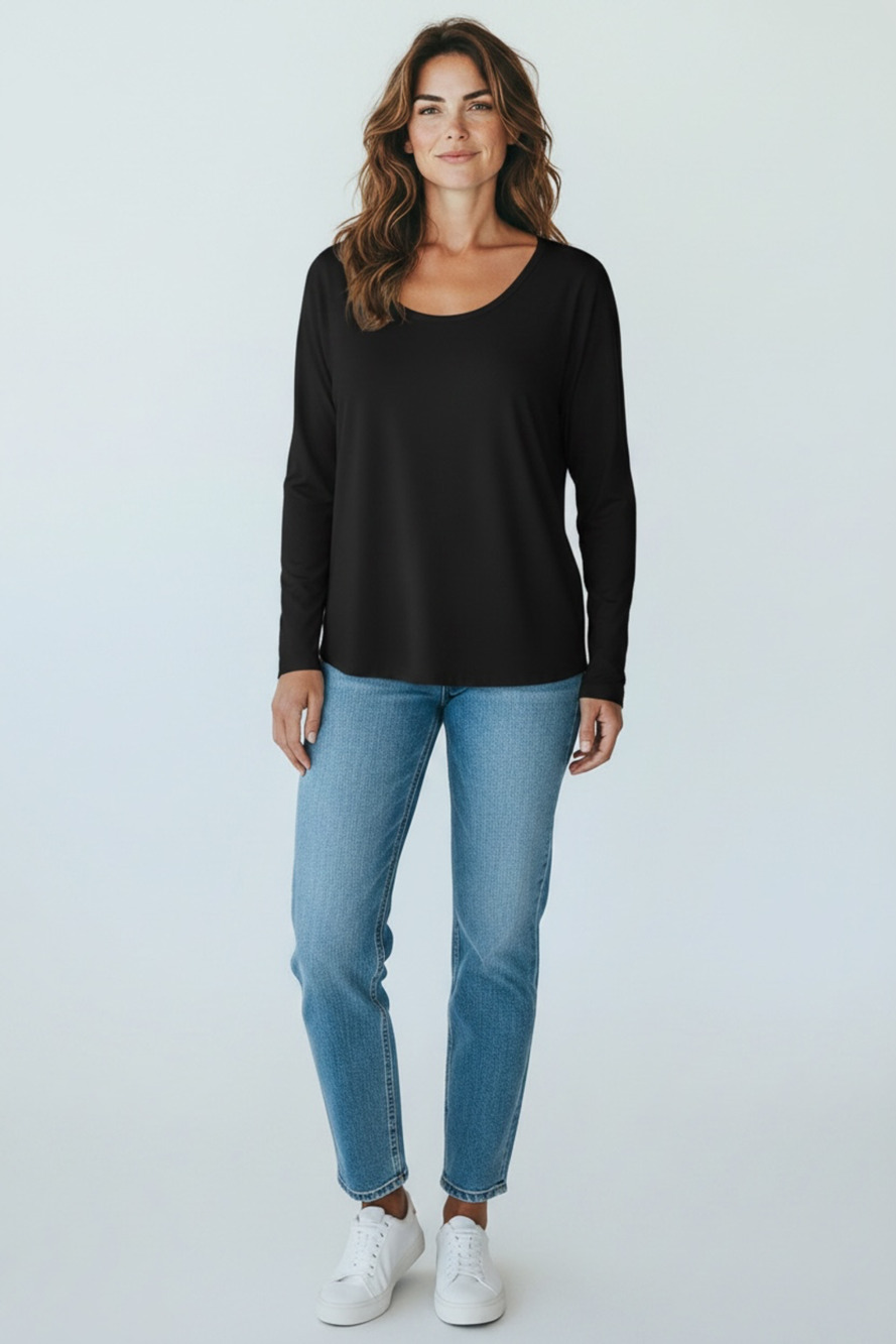 NWT All in Motion Women's Plus Size Long Sleeve Scoop Neck Ribbed Top